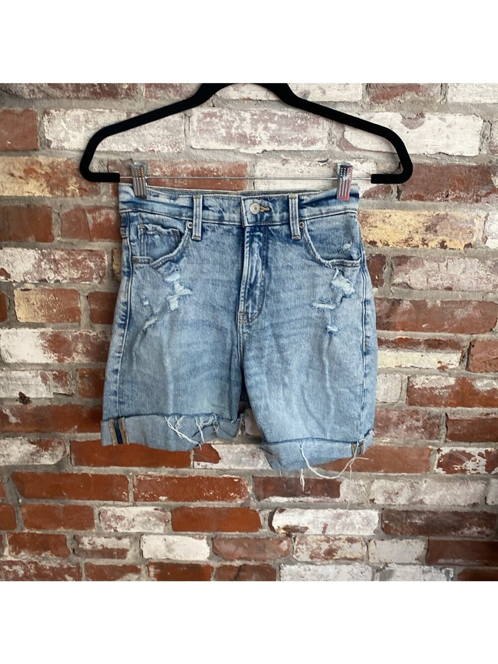 Old Navy Light Wash Cuffed High Waisted Shorts Size 0